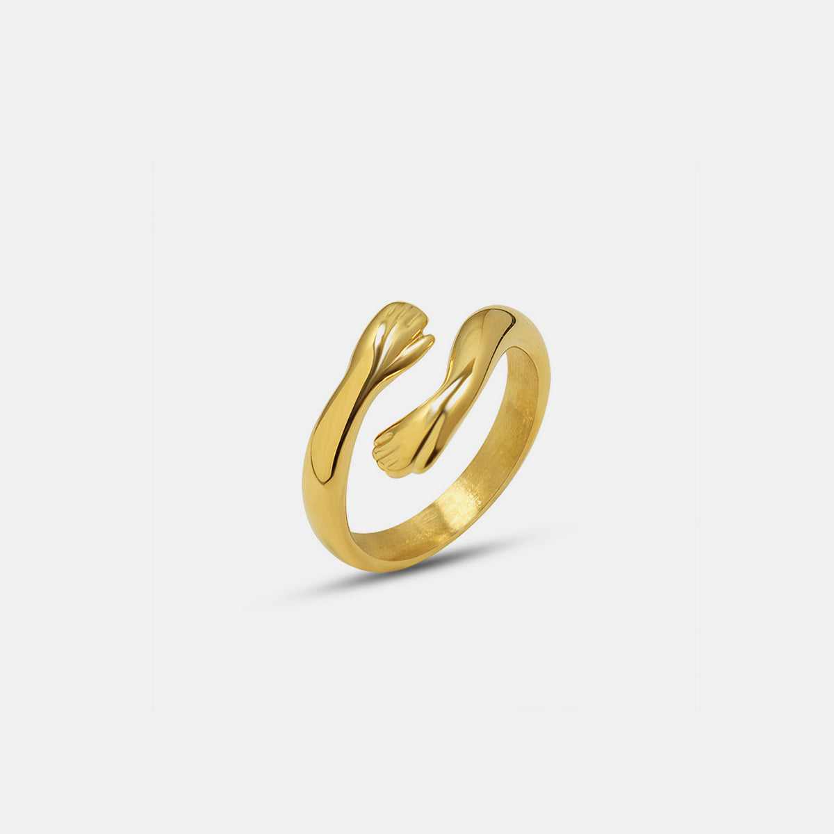 Titanium steel gold-plated hug bypass ring.