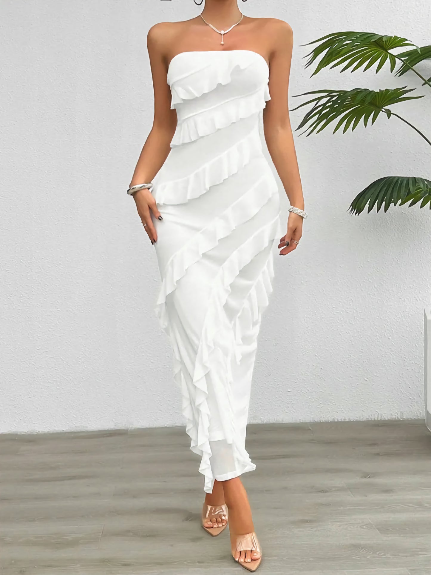 "Bella Ruffle Strapless Gown"