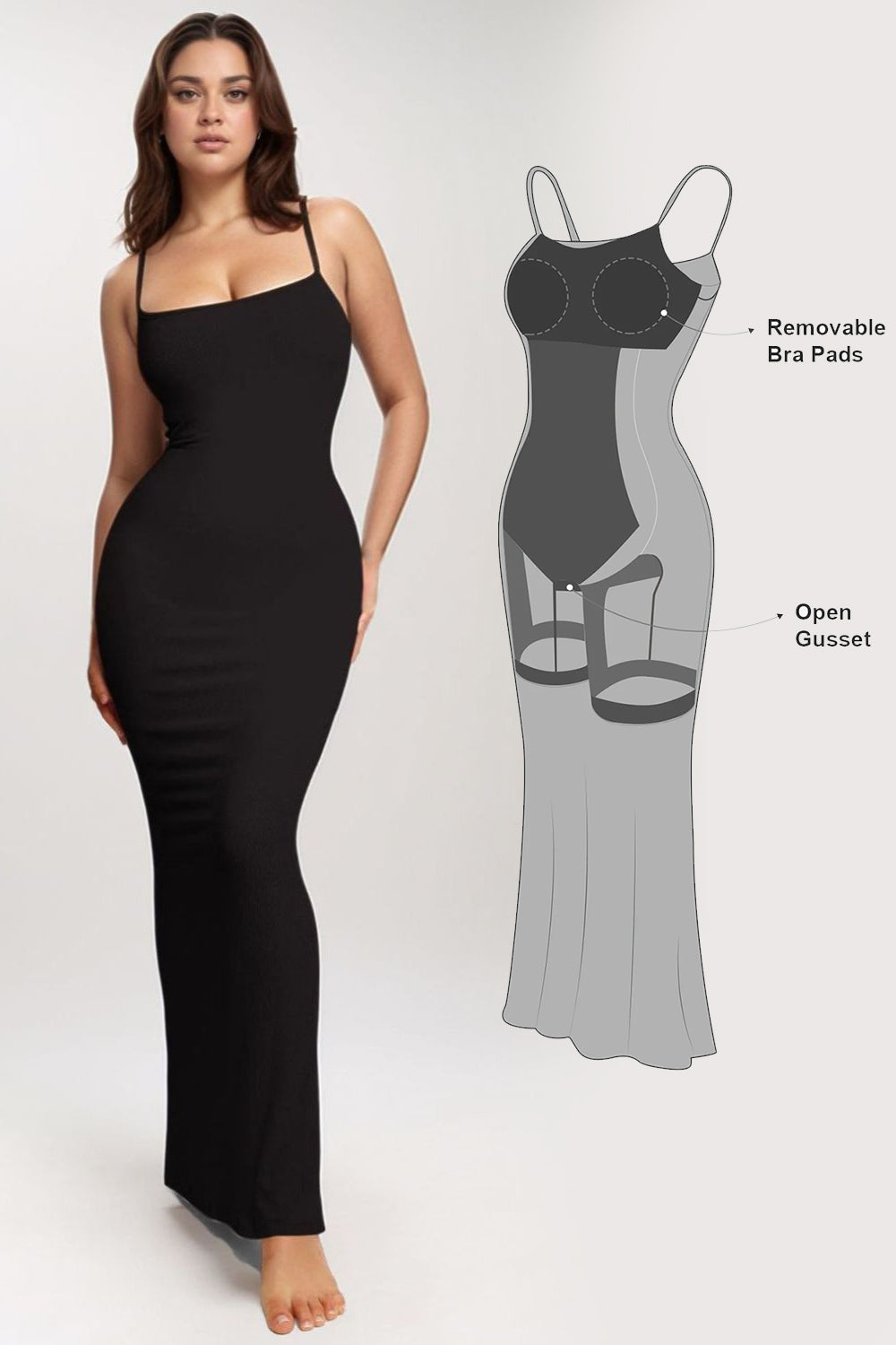 Basic Bae Built-In Shapewear Sleeveless Maxi Dress with removable bra pads and open gusset.