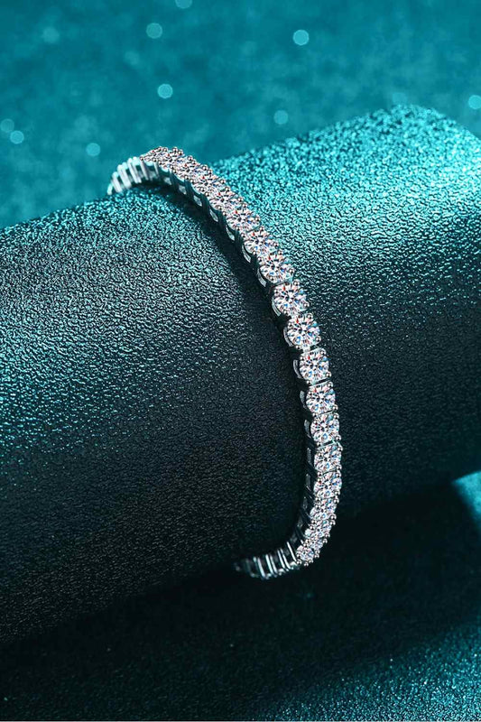 Moissanite Bracelet in sterling silver with minimalist design, 4.9 ct moissanite stones.