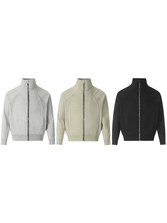 Basic style thick jackets in gray, beige, and black colors.