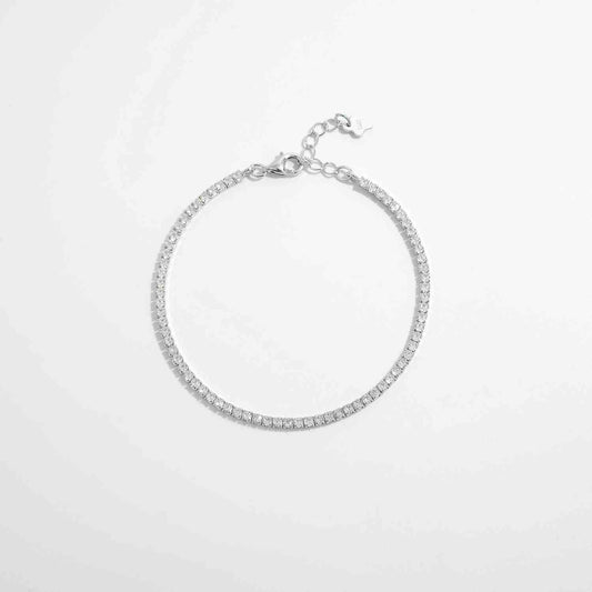 925 Sterling Silver Inlaid Zircon Bracelet with adjustable chain, delicate and elegant design.