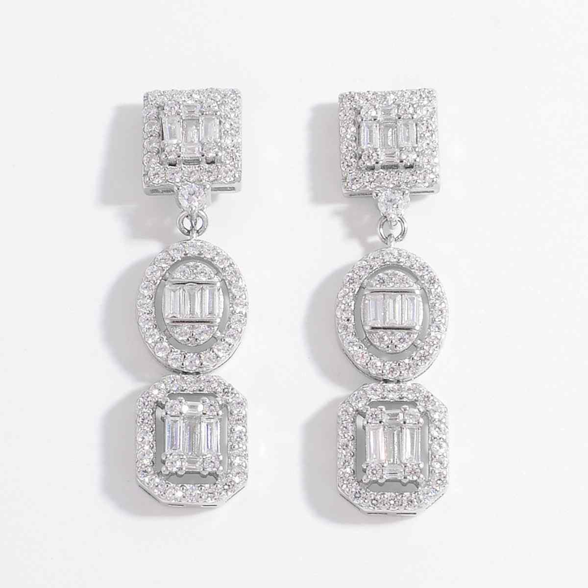 925 sterling silver earrings with inlaid zircon stones.