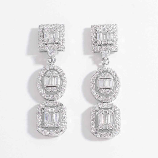 925 sterling silver earrings with inlaid zircon stones.