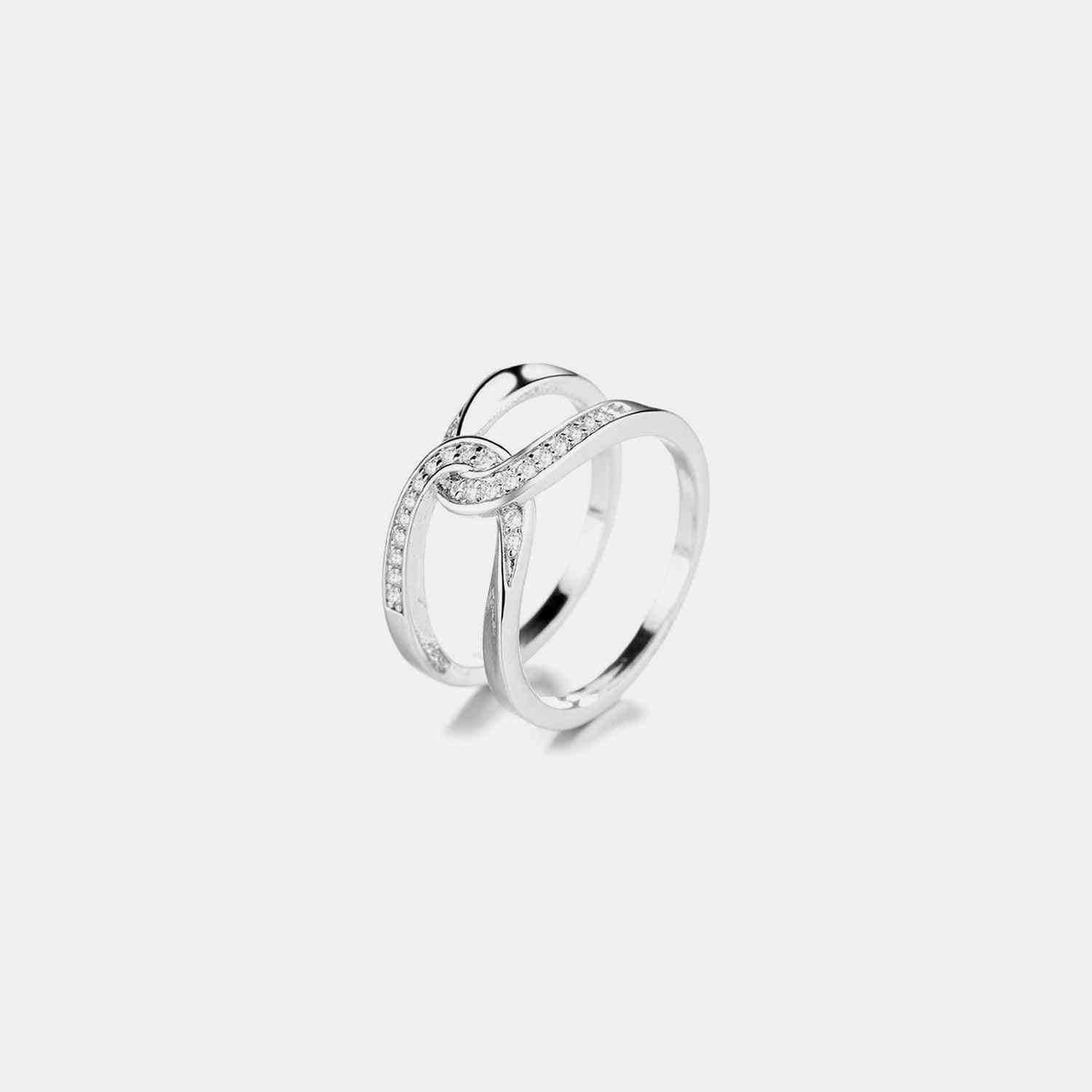 Twisted Inlaid Zircon Double-layered Ring in 925 sterling silver with zircon detailing.