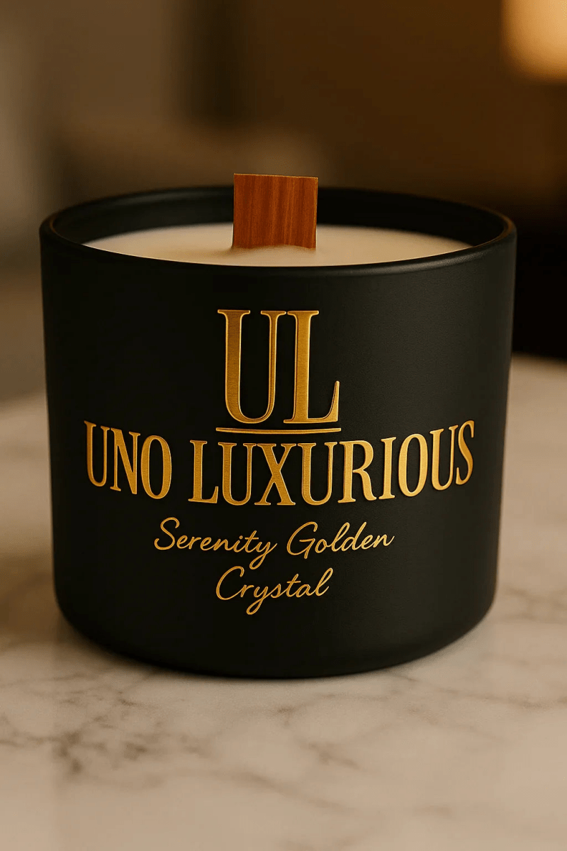 Serenity Golden Crystal – Luxury Soy Wax Candle - UnoLuxurious candles